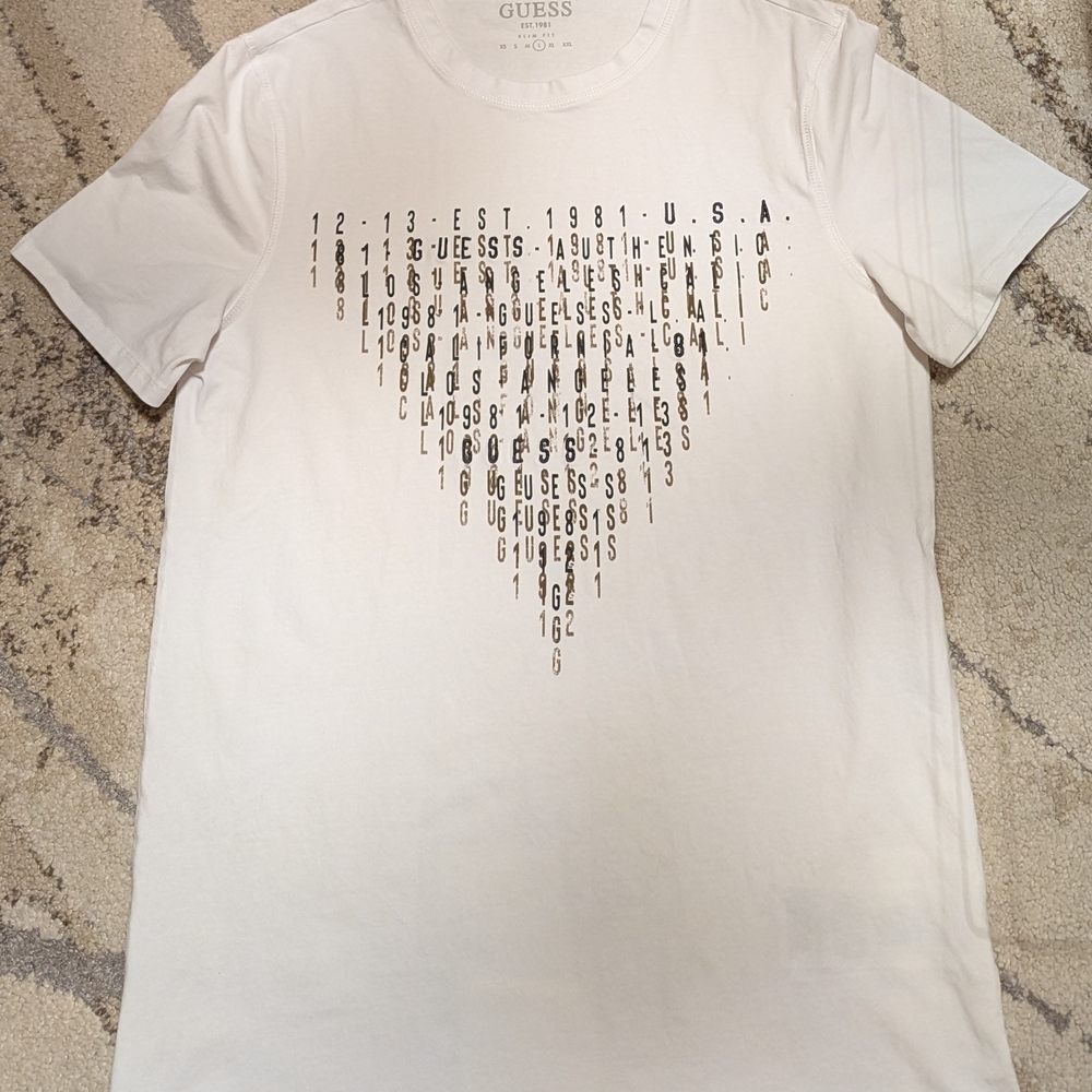 Guess White Numeric Graphic Tee Slim Fit